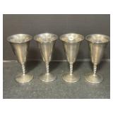 Set of 4 Silver Plate Wine Goblets