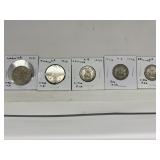 5 Coins-3 X G B Shilling-1928, 1940, 1945, 2 X