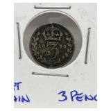1893 Great Britain Silver Three Pence