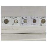 5 Coins-1894 Spain 1 Peseta, 1899 France 50 Cents,