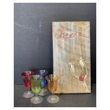 4 Colourful Sherry/Wine Glasses And 'Cheers' S