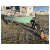 12' Aluminum  Fishing Boat W/ 4hp Johnson Motor &