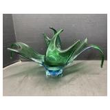 Green Art Glass Decorative Dish