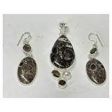 Sterling 925 Silver Turritella Agate coloured