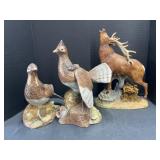 3 Ceramic Wildlife Figures (Antler is broken)
