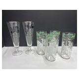 6 Vintage Glasses - 2 Patterns
