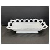 Vintage Atterbury Lace Milk Glass Rectangular Dish
