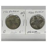 2 X G B 1 Florin - 1921 + 1926