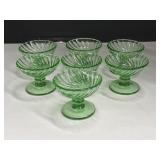 Set of 7 Sorbet Dishes - Tinted Green Glass