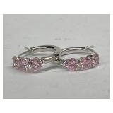 14 kt White Gold Earrings with ' Pink Ice ' Cut