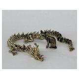 Brass Hairless Cat & Articulated Dragon