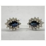 10 kt Gold Blue Sapphire and Diamond Stud