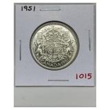 1951 Cdn Silver 50 Cent