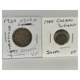 1924 Bolivares Venez + 1944 Curaco 1/10