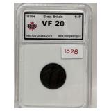 1875 British 1/4 Penny - Ksa Vf20