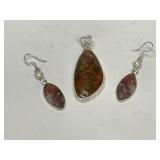 Sterling 925 Silver Moroccan Seam Agate Coloured
