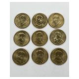 9 X U S A Presidential $1 Coins