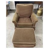 Armchair with Ottoman, both with slip covers