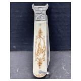 Pocket Knife with Burned Bird Handle