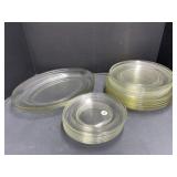 2 Clear Glass Oval Platters and Plates