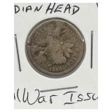 1860 U S A 1 Cent Civil War Issue