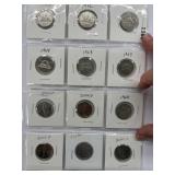12 Cdn 5 Cents(sheet) -3x 1962, 2x 1963, 2 X 1964,
