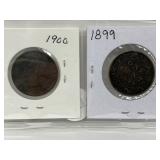 1899 & 1900 Cdn Large 1 Cent Coins