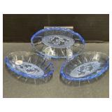 Indiana Glass 1960s Vintage Set of 3 Harvest Blue