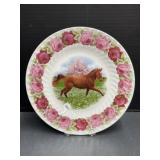 Decorative Galloping Horse Rose Floral Banded Rim