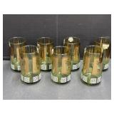 7 Jeanette Glass 'Hellenic' Green & Gold Highball