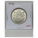 1942 Cdn Silver 50 Cent