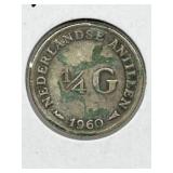 1960 Neth 1/4 Gulden Ant