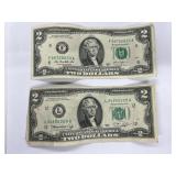 2 X U S A $2 Bills (1976+2013)