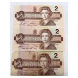 3 X Cdn $2 Bills