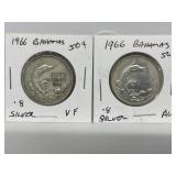 2 X 1966 Bahamas 50 Cents