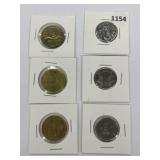 6 Cdn Coins -3 Loonies, 3 Quarters