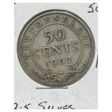 1907 Nfld 50 Cent -silver