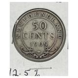 1909 Nfld 50 Cent -silver