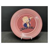 Fiesta Ware Pink Plate with Porky Pig ' That's
