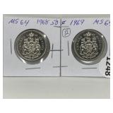 1968-9 Cdn 50 Cents - Ms64