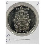 2002 Cdn 50 Cents - Double Date  Au