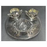 4pcs Silver Overlay
