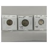 3 X Gr Britain Silver Coins