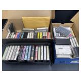 2 Shoe Boxes of Assorted Cassette Tapes