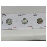 1956, 57, 59 Cdn Silver 10 Cents - All Mint