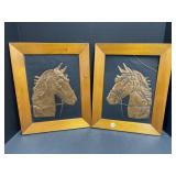 Framed Copper Relief Horse Head Artwork