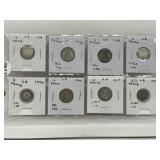 8 X Gr Britain Silver Coins