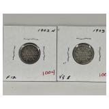 1902, 03 Cdn Silver 10 Cents