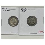 1912, 13 Cdn Silver 5 Cents