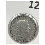 1887 Swiss 20 Rappen